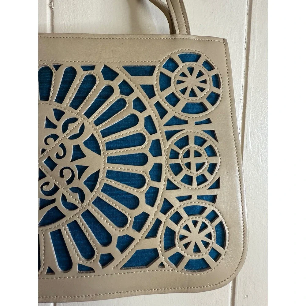 BCBG‎ Max Azria Satchel Bag Women's Beige Laser Cut Purse Handbag Designer NWT